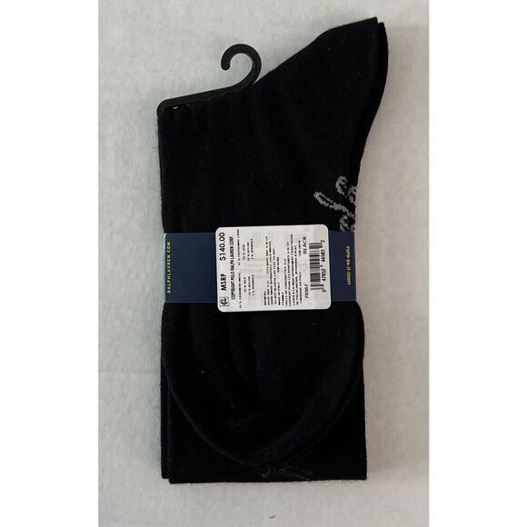 Polo Ralph Lauren Womens Cashmere Wool Slouchy Socks 1 Pair Black Made in Italy - Picture 2 of 3